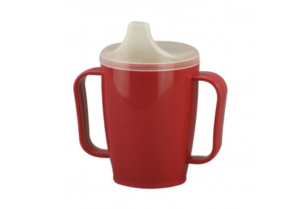 Hrnček s náustkom s dvoma viečkami 250 ml, červený